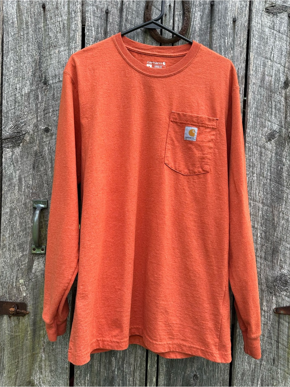 Carhartt Men’s Loose Fit Long Sleeve Pocket T-Shirt – Size Medium – Burnt Orange